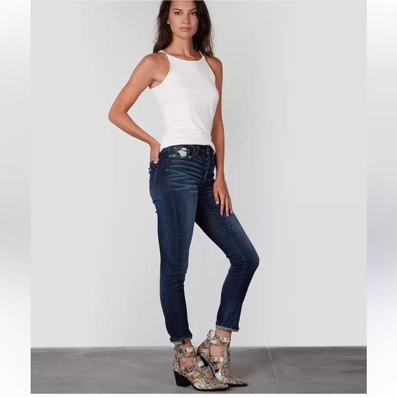 NWT DAYTRIP LYNX SKINNY Blue Jeans Womens Size 25L Mid Rise Dark